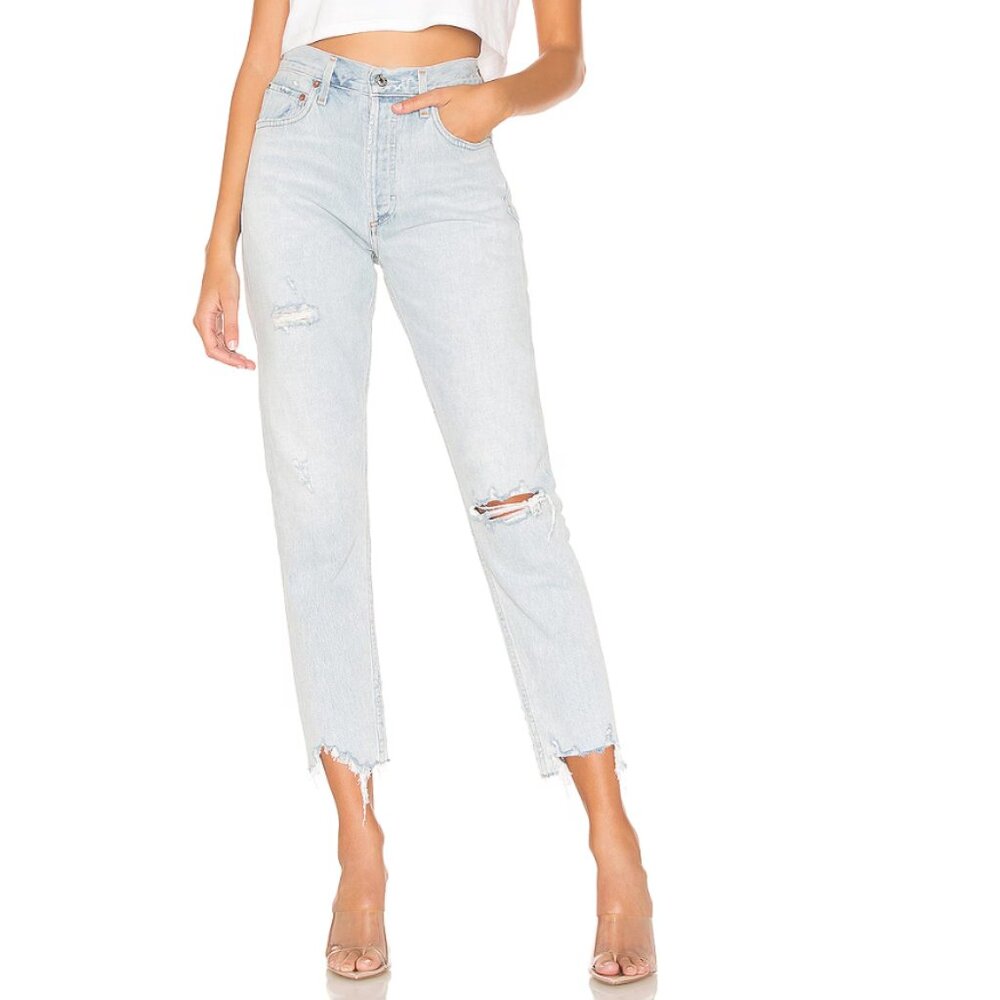 Agolde Jamie High Rise Classic Light Blue Denim Jeans